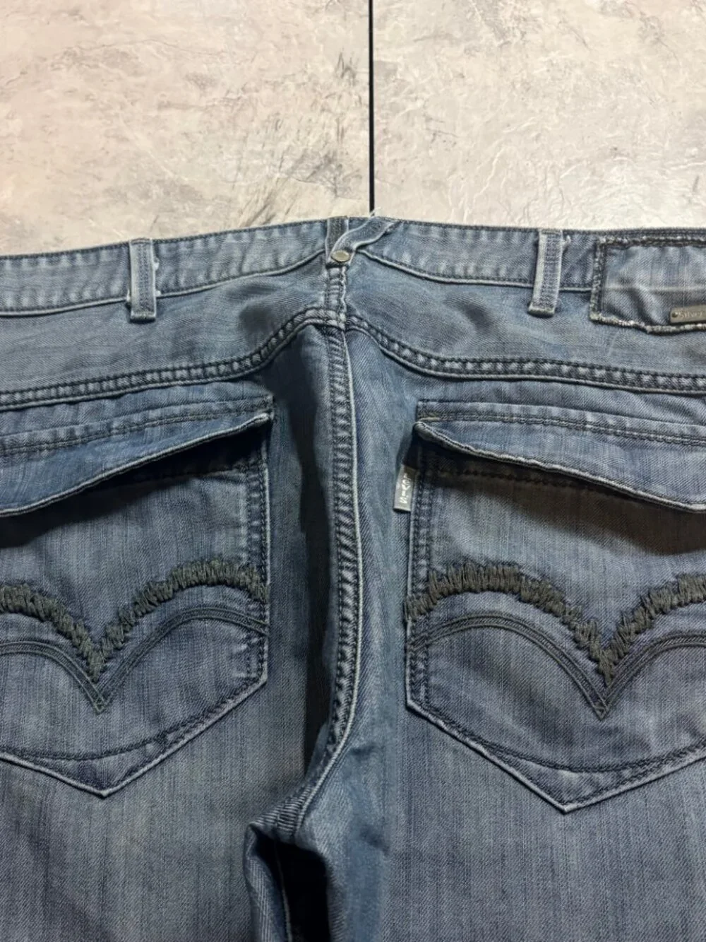Levi's SilverTab Slim Straight Jeans 38x32 Blue Flap Pocket Y2K